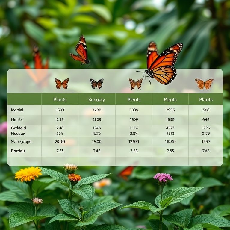 Tabela resumo das plantas que atraem borboletas.
