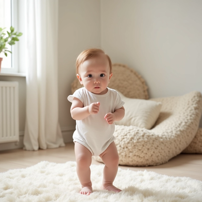 Tapete macio e confortável em quarto de bebê neutro.