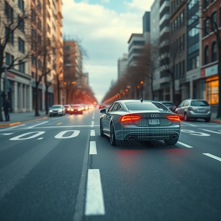 Tecnologia LiDAR mapeando uma rua em 3D para um carro autônomo.