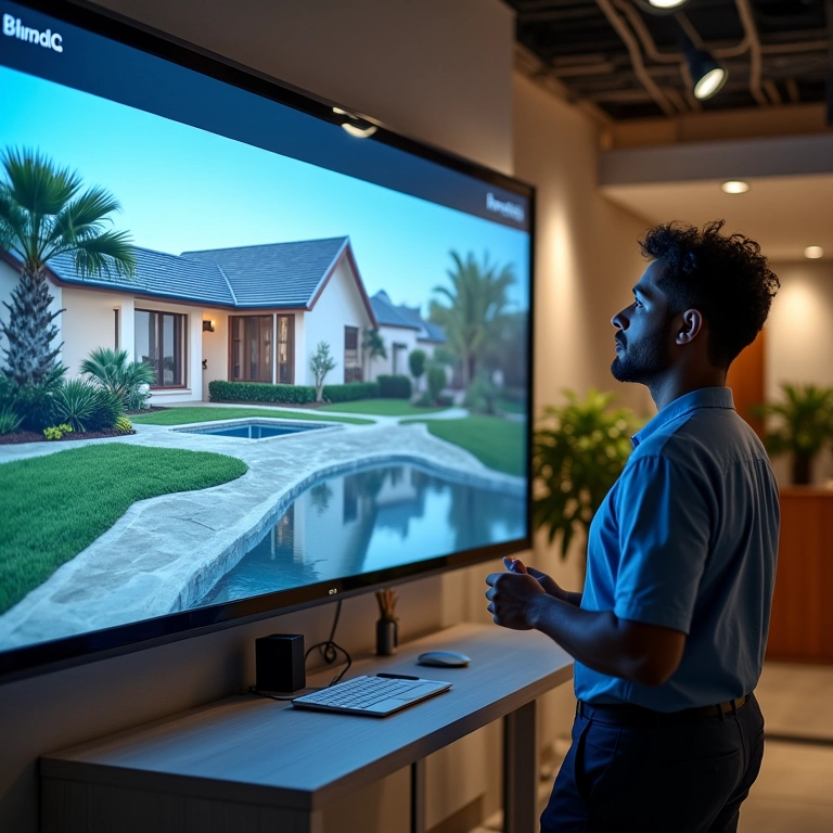 Tecnologia moderna para apresentação de imóveis em imobiliária.