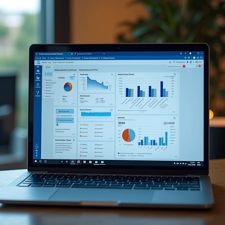 Tela de laptop mostrando anúncios segmentados e painéis de análise, representando o marketing digital com cookies.