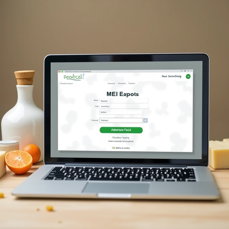 Tela de laptop mostrando formulário simplificado de registro MEI.