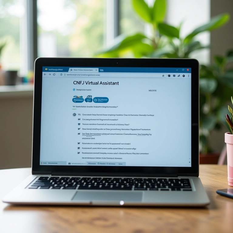 Tela de laptop mostrando informações sobre CNPJ para assistentes virtuais.