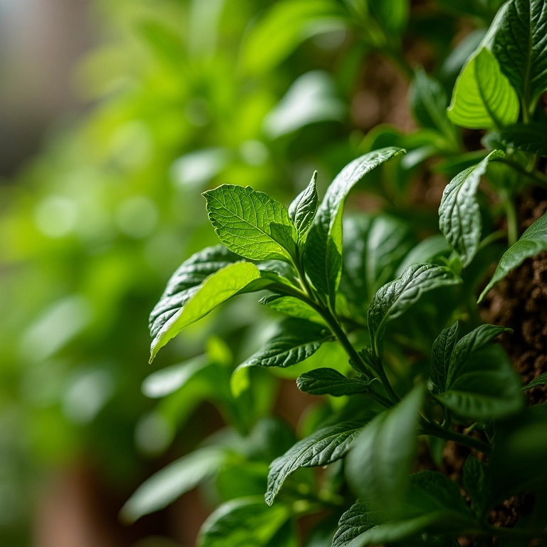 Temperos frescos crescendo em um jardim vertical.
