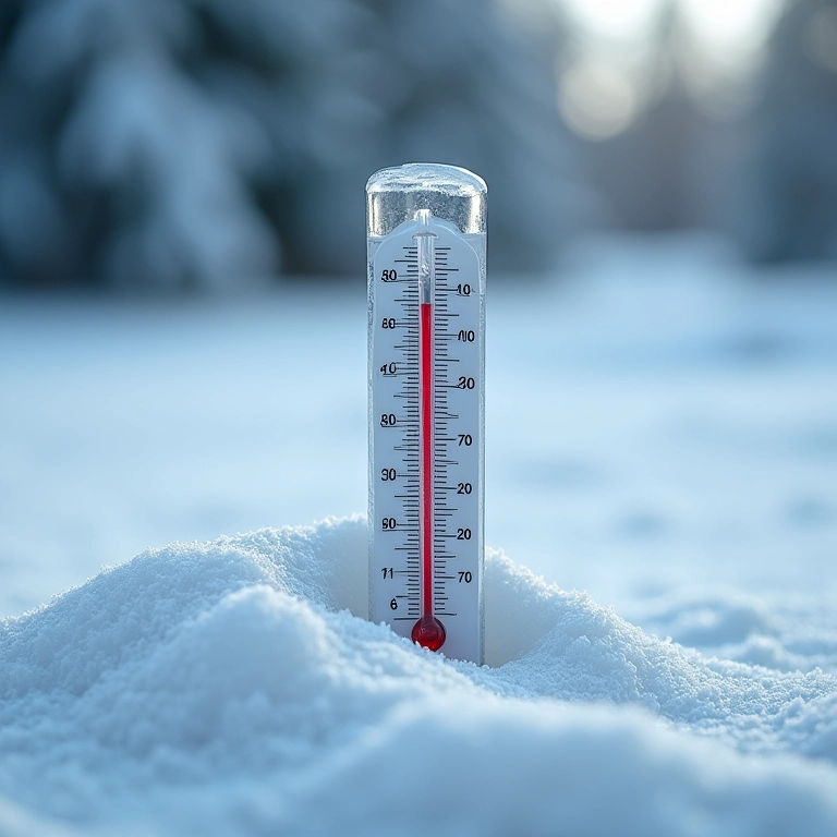 Termômetro mostrando temperatura mínima que o sal consegue derreter o gelo.