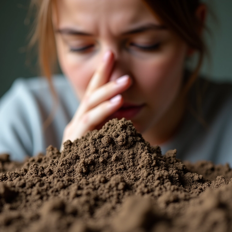 Terra com cheiro forte e mofo indica problema.