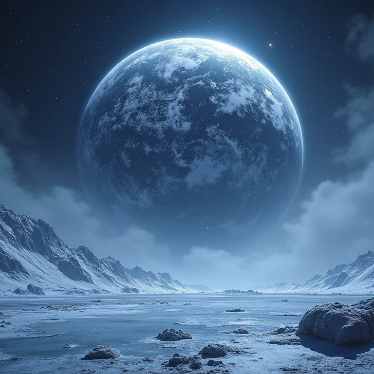 Terra sem o efeito estufa, uma paisagem congelada e sem vida.