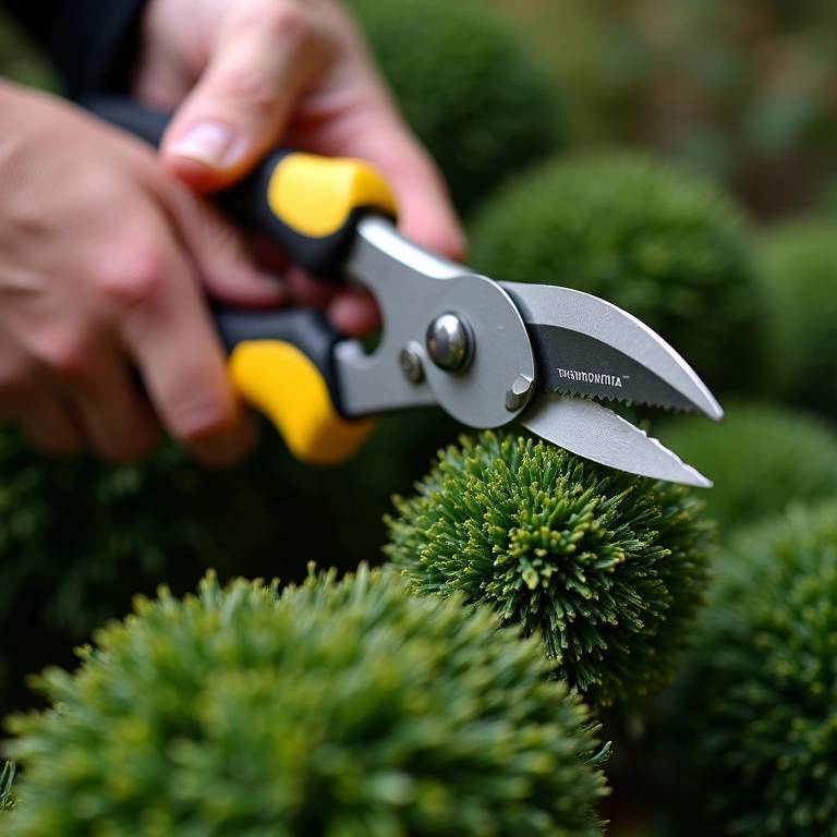 Tesouras de poda Tramontina em ação na topiaria.