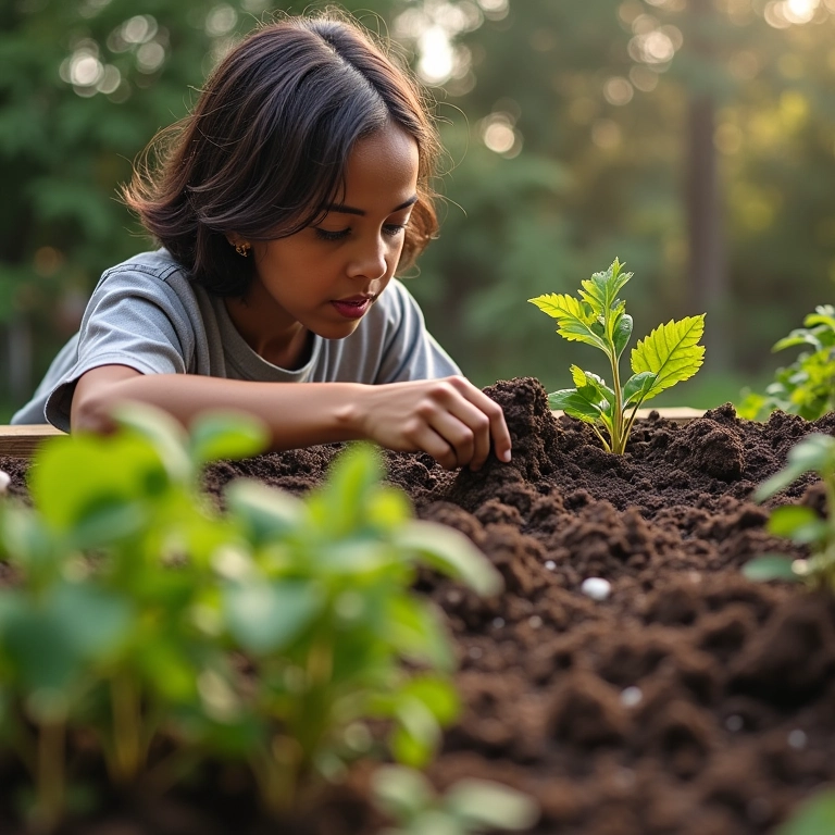Testando a qualidade do adubo da compostagem.