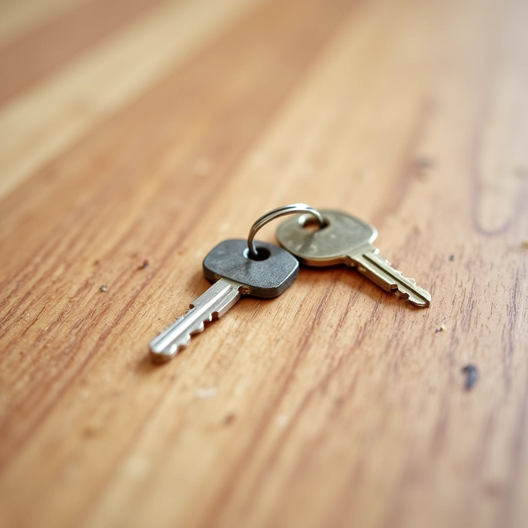 Teste de resistência a riscos em piso laminado com chaves.