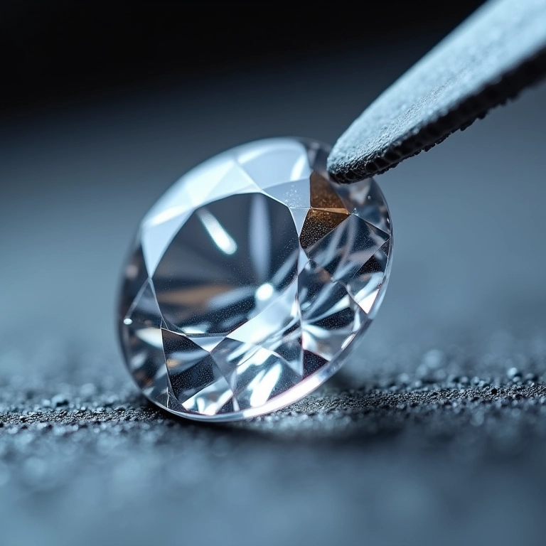 Teste de risco em um diamante, demonstrando sua resistência a arranhões.