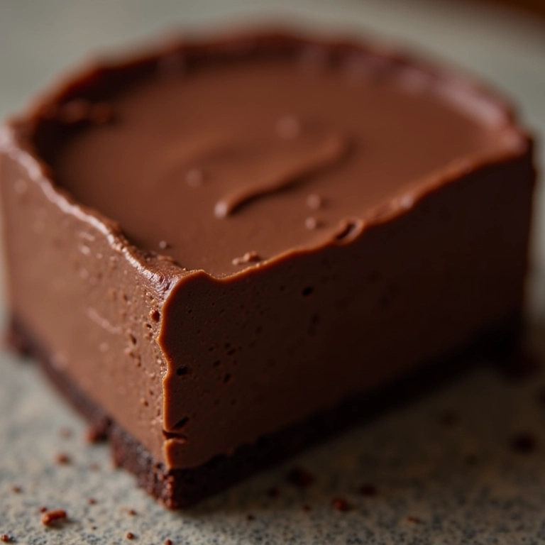 Textura cremosa de pudim de chocolate.