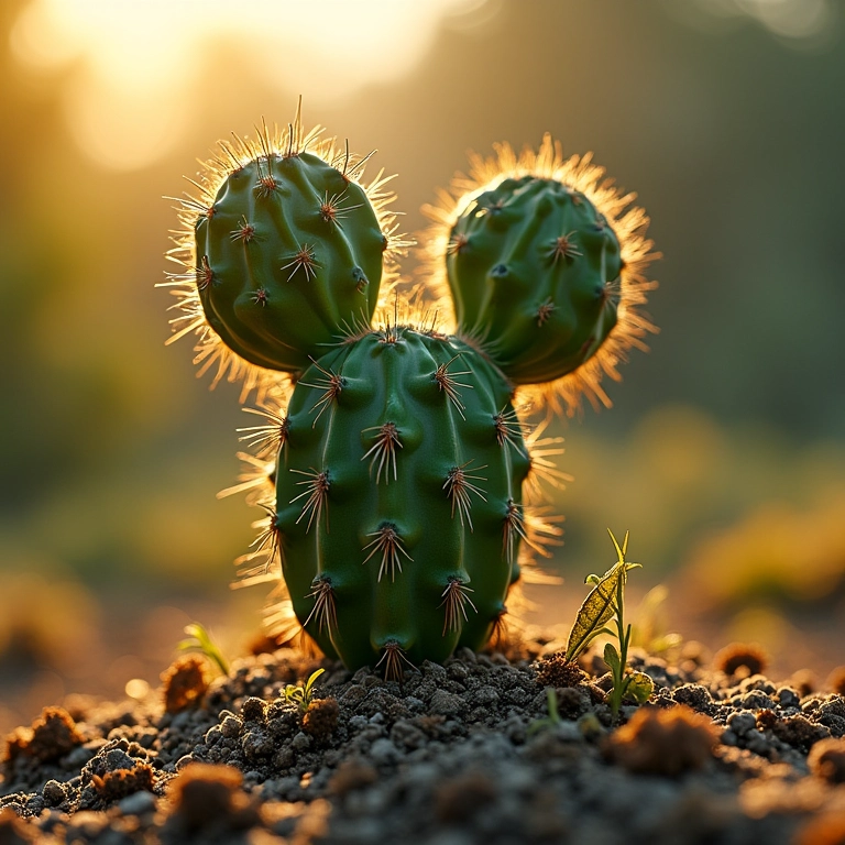 Textura única do cacto Orelha de Mickey.