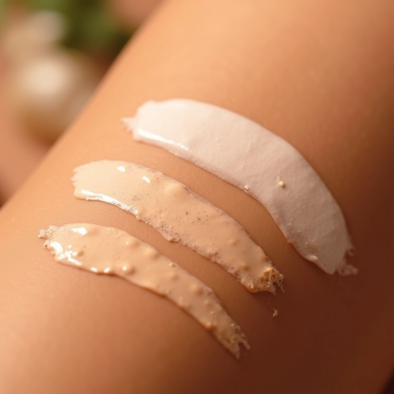 Texturas de iluminador corporal: creme, líquido e pó.