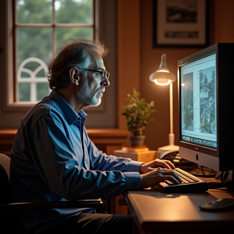 Tim Berners-Lee trabalhando no primeiro servidor web em um computador NeXT.