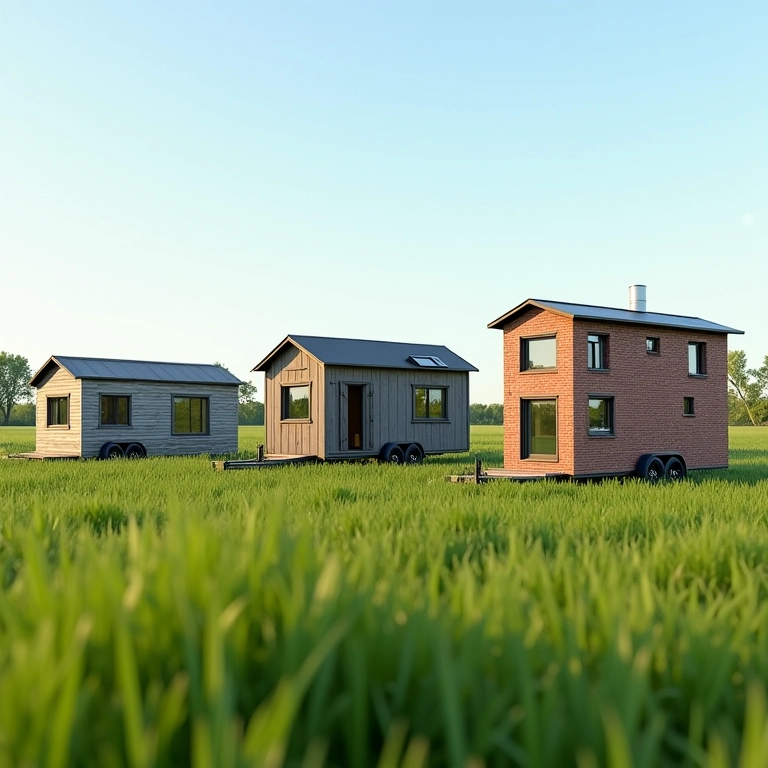 Tipos de construção de tiny houses: modular, trailer e alvenaria.