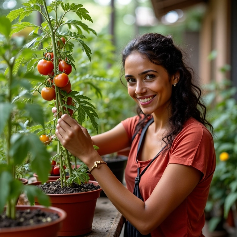 Tomate cereja em vaso no local ideal: ensolarado.
