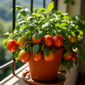 Plante Tomate Cereja Em Vaso e Tenha Sempre Em Casa Tomate cereja plantado em vaso, varanda ensolarada.
