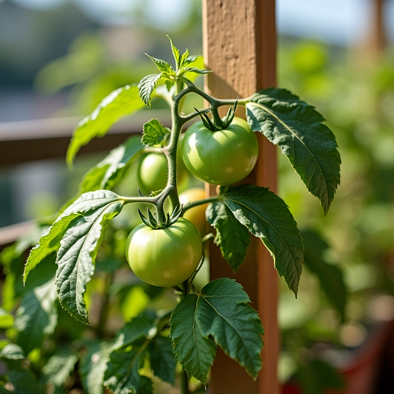Tomate italiano tutorado em vaso.