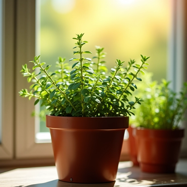 Tomilho recebendo a quantidade ideal de luz solar.