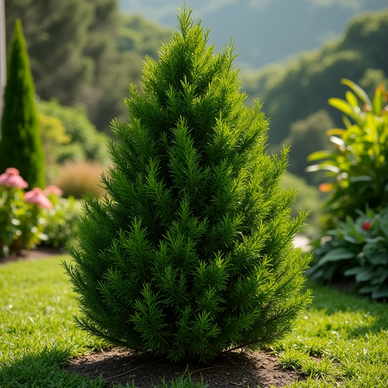 Topiaria de Cipreste (Cupressus sempervirens) em um jardim.