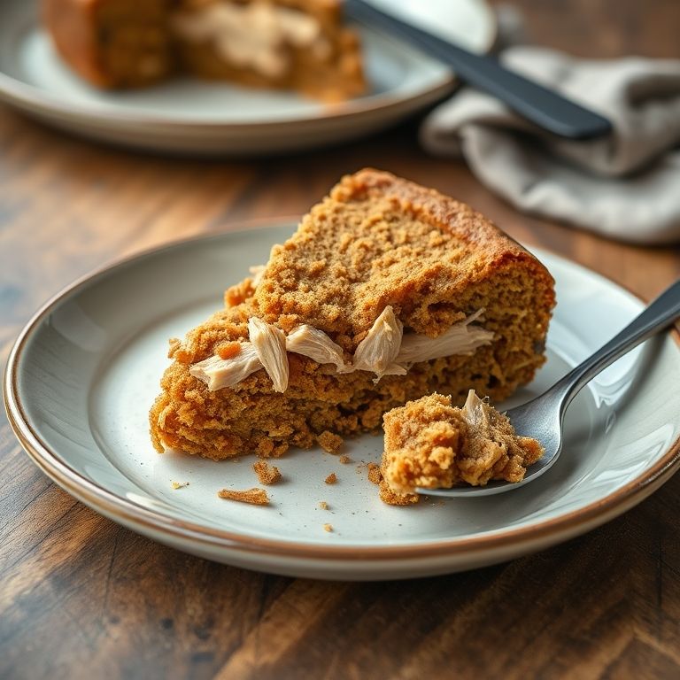 Torta integral de cenoura com frango desfiado.