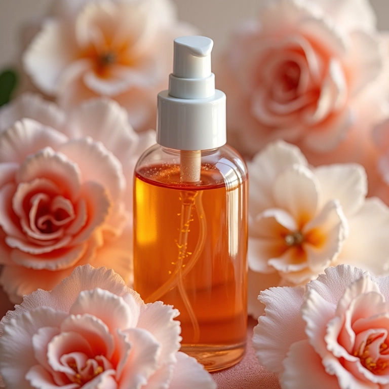 Touca de cetim com produtos capilares.