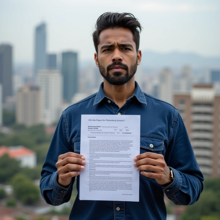 Trabalhador brasileiro recebendo aviso prévio, com expressão preocupada.