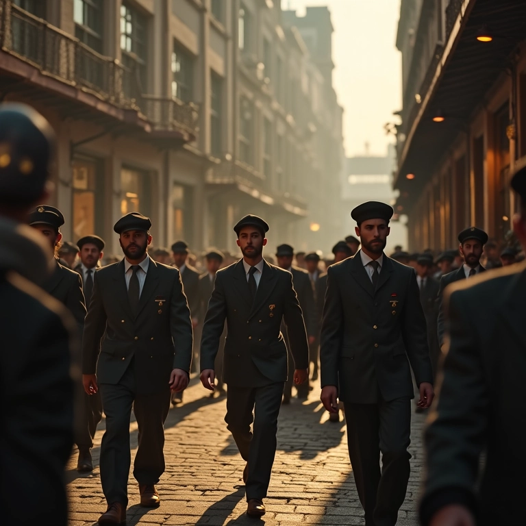 Trabalhadores saindo da fábrica Lumière.