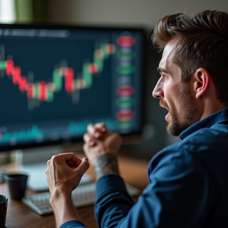 Trader reagindo emocionalmente a uma perda no mercado.