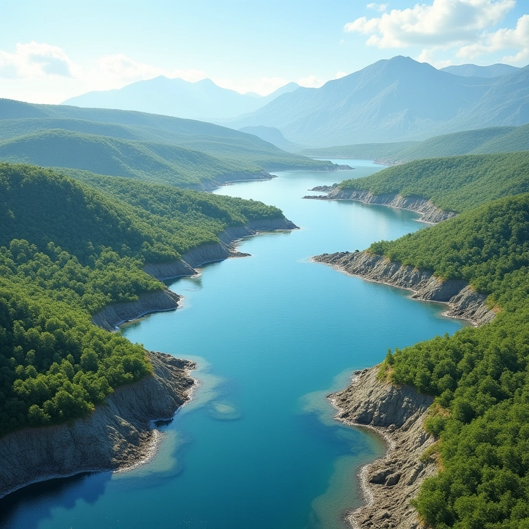 Transformação conceitual de uma lagoa em um lago.