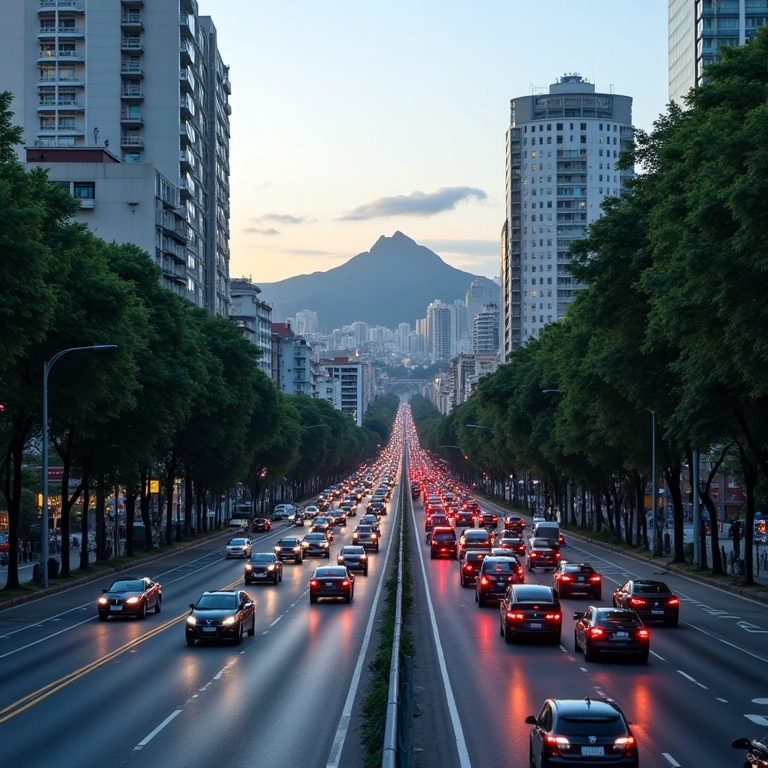 Trânsito fluindo de forma inteligente no Rio de Janeiro com semáforos modernos.