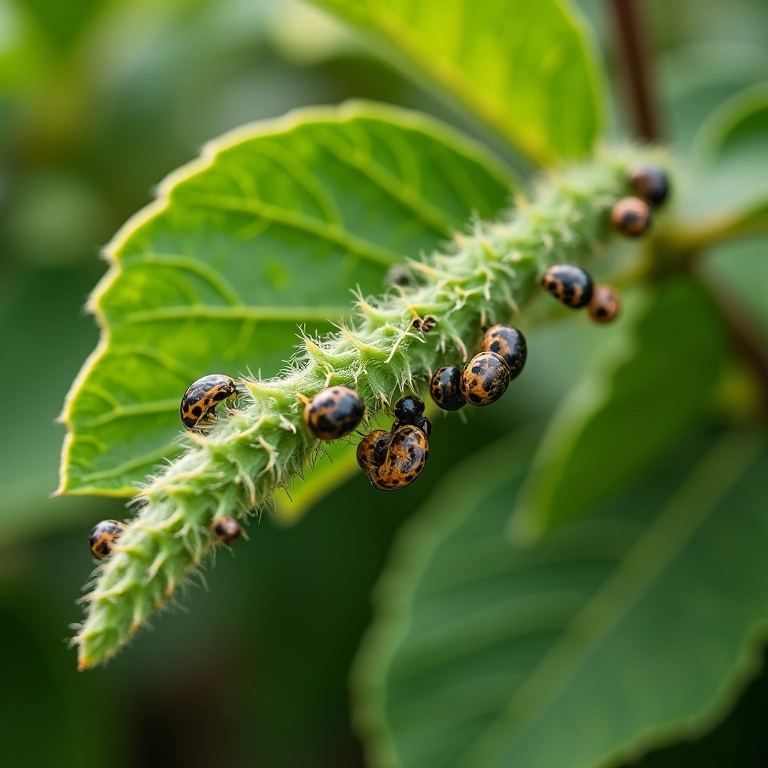Tratando cochonilhas na trepadeira sete léguas com inseticida orgânico.