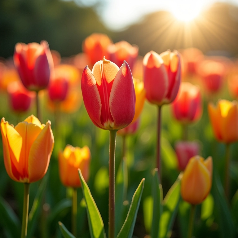Tulipas florescendo em jardim brasileiro.