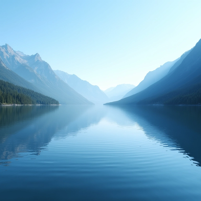 Um lago gigante de água doce refletindo o céu, cercado por montanhas.