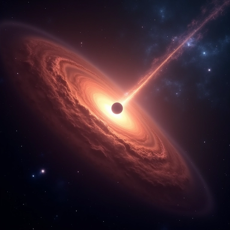 Um quasar, o núcleo galáctico ativo mais brilhante do universo.