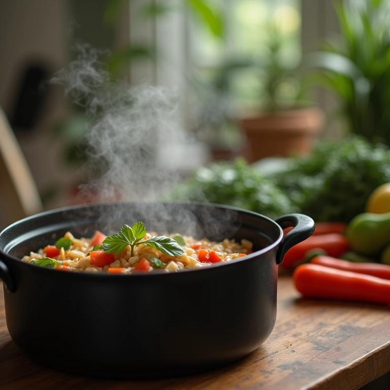 Um timer marcando o tempo de cozimento dos legumes no vapor.