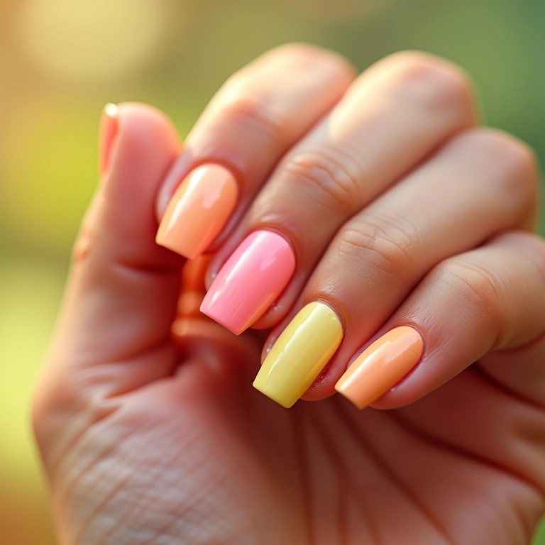 Unhas baby color com cores vibrantes e alegres.