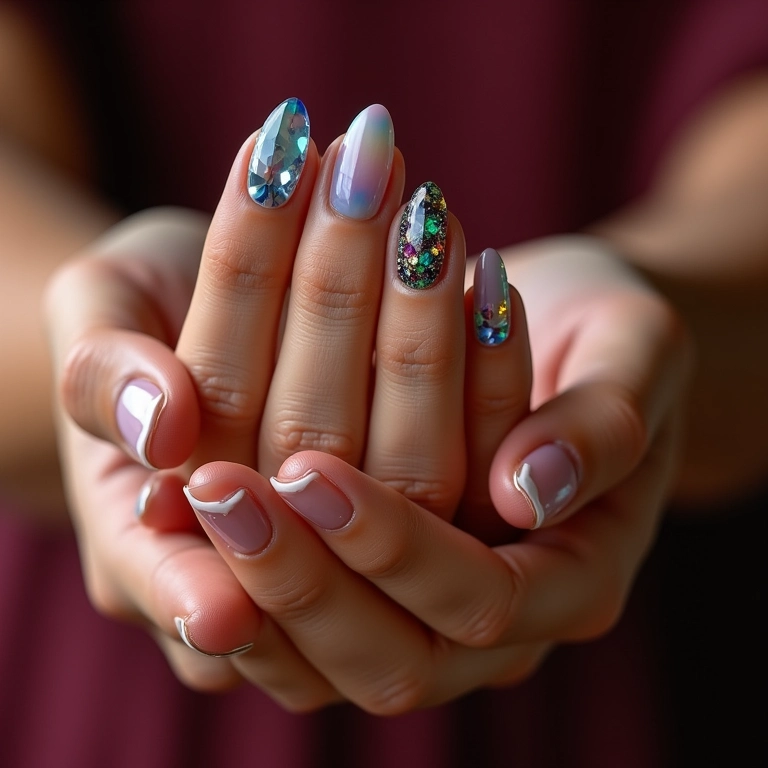 Unhas com pedrarias: elegância e sofisticação.