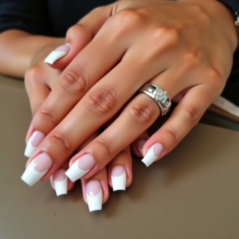 Unhas stiletto francesinhas, elegância repaginada.