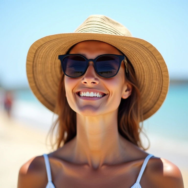 Usando acessórios estilosos para se proteger do sol.