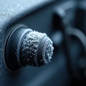 Válvula de Expansão do Ar: O Controle do Frio no Carro Válvula de expansão do ar condicionado automotivo com gelo.
