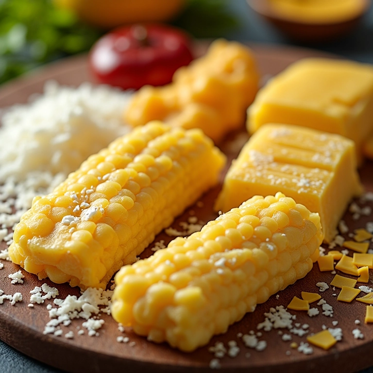 Varie os ingredientes do bolo de milho.