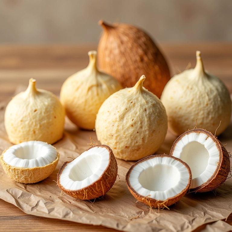 Variedade de bolos de coco representando diferentes regiões do Brasil.