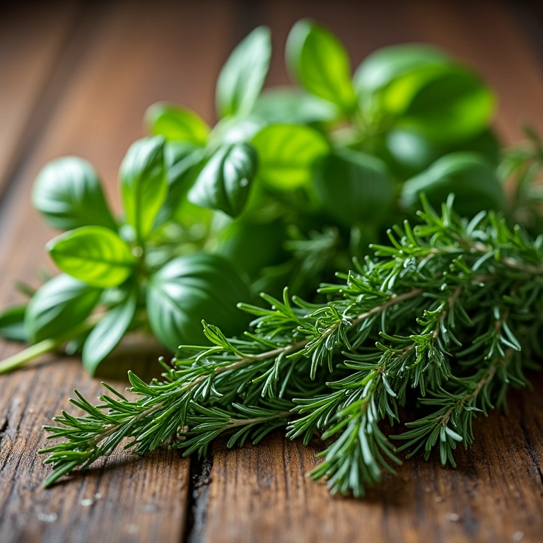 Variedade de ervas frescas para usar no molho de tomate.