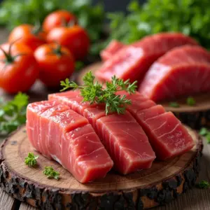 Atum Receitas Rápidas e Deliciosas Para o Dia a Dia Variedade de pratos saborosos com atum sobre mesa de madeira rústica.