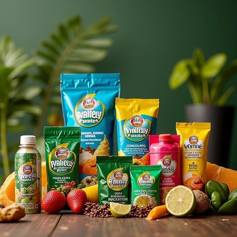 Variedade de produtos e serviços brasileiros representando a diversificação após uma fusão.