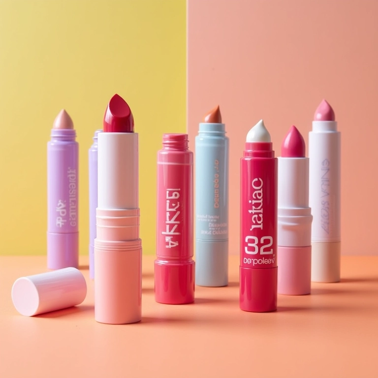 Variedade de protetores solares labiais com diferentes marcas.