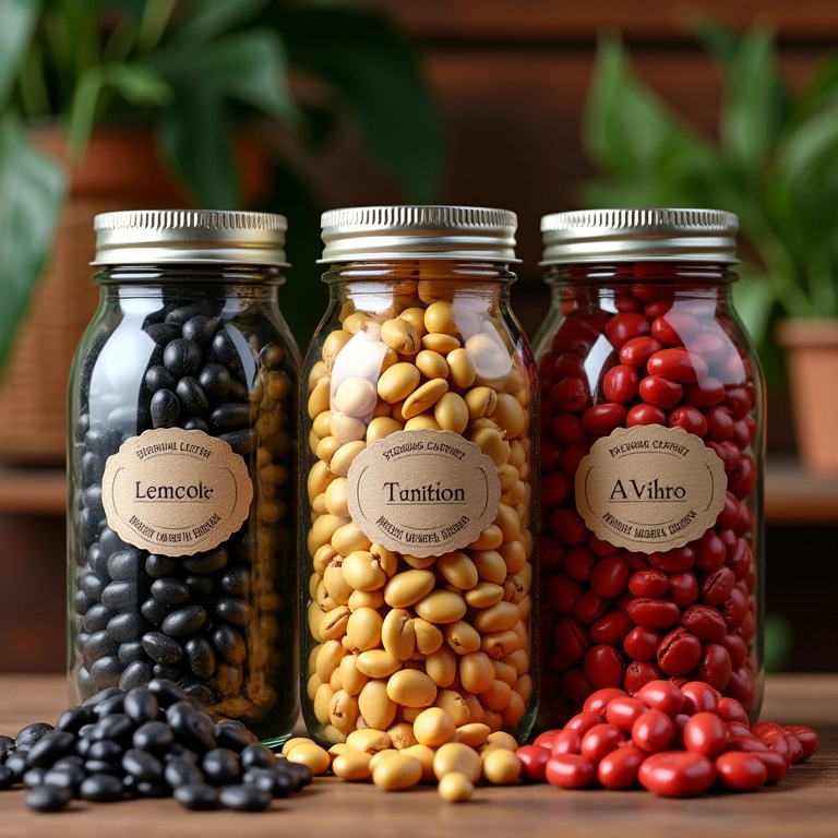 Variedade de tipos de feijão.