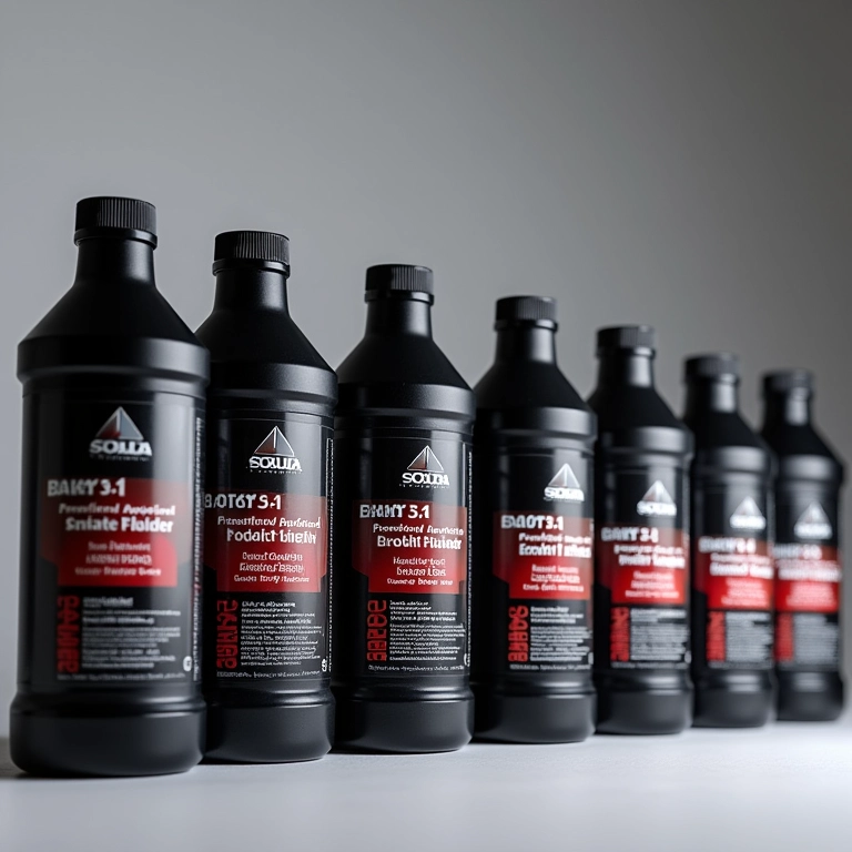 Variedade de tipos de fluido de freio disponíveis no mercado.